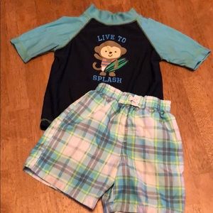 BOYS SWIM SHIRT & BOTTOMS 18M